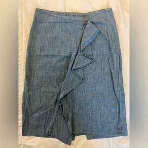 J. Crew Asymmetrical Chambray Blue Pencil Skirt